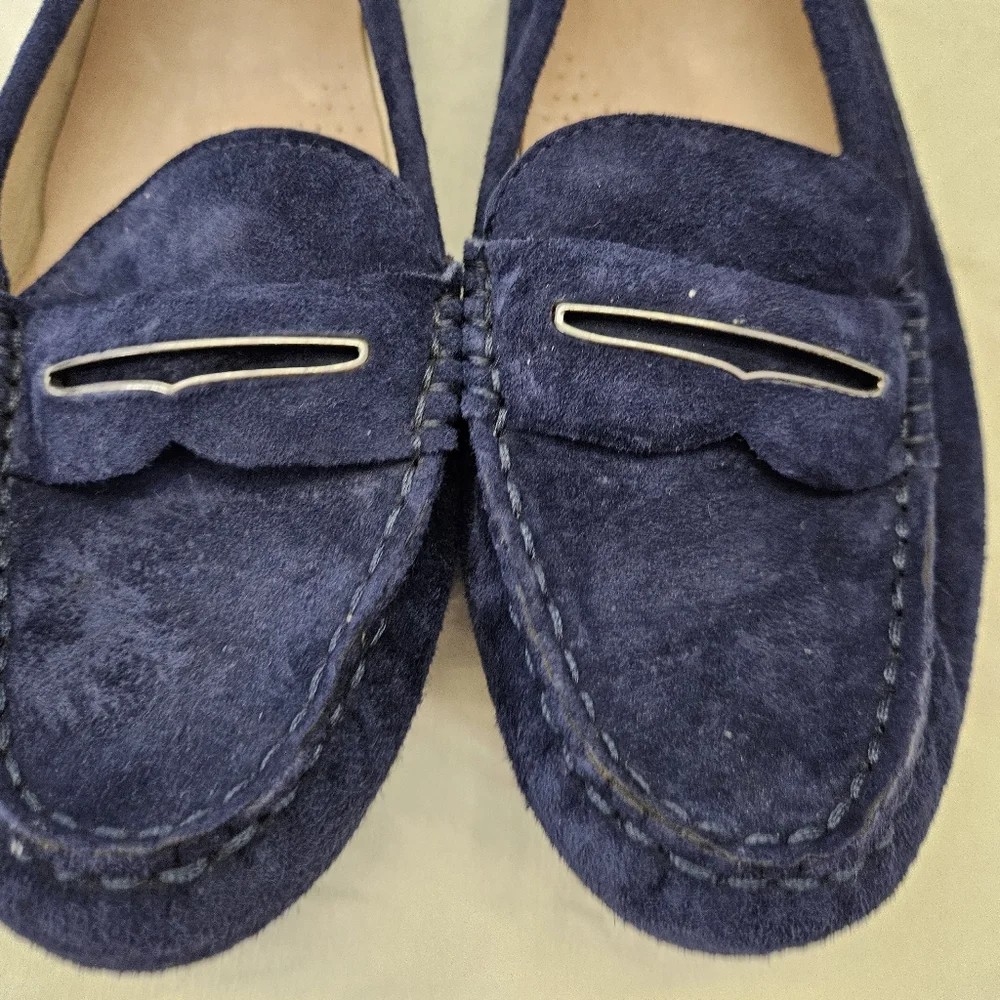 G.H.Bass & Co Navy Suede Moccasins Women Size 9 - Picture 6 of 14